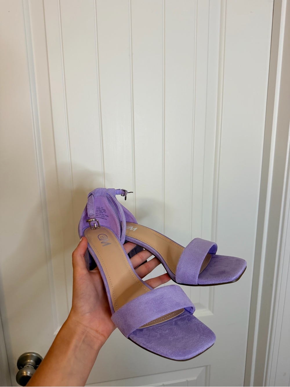 Women's Lavender Suede Ankle Strap Heels